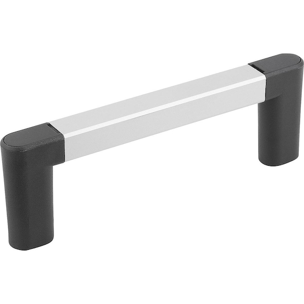 Pull Handle A=88, L=108, 5, H=40, Form:B, Aluminum Natural Anodized, Comp:Polyamide Comp:Black, D=M05